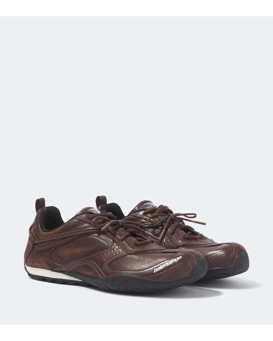 Balenciaga Brown Radar Leather Sneakers for men