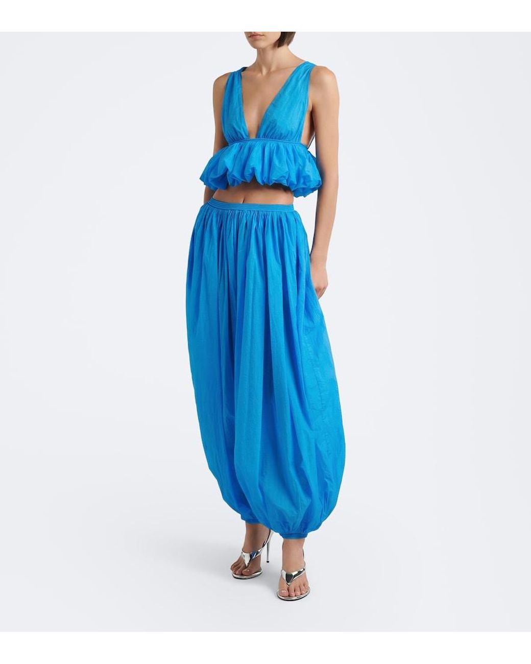 Alaïa Blue Gathered Crop Top