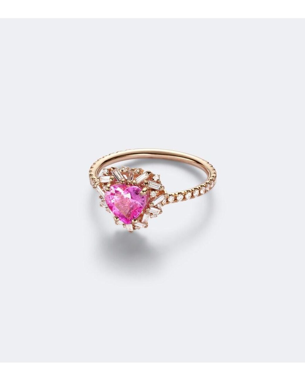 Suzanne Kalan Pink 18Kt Rose Ring With Sapphire And Diamonds
