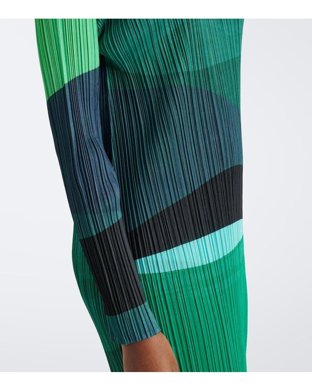 Pleats Please Issey Miyake Green Orbit Pleated Midi Dress