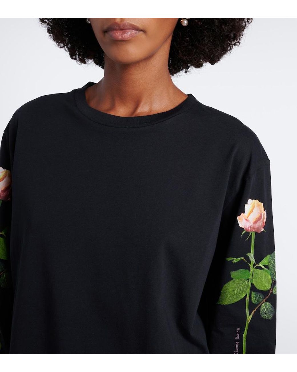 Simone Rocha Blue Floral Cotton Jersey T-Shirt