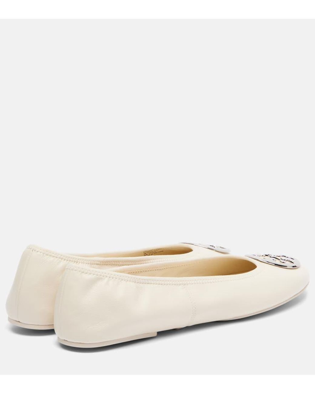 Tory Burch Natural Reva Travel Leather Ballet Flats