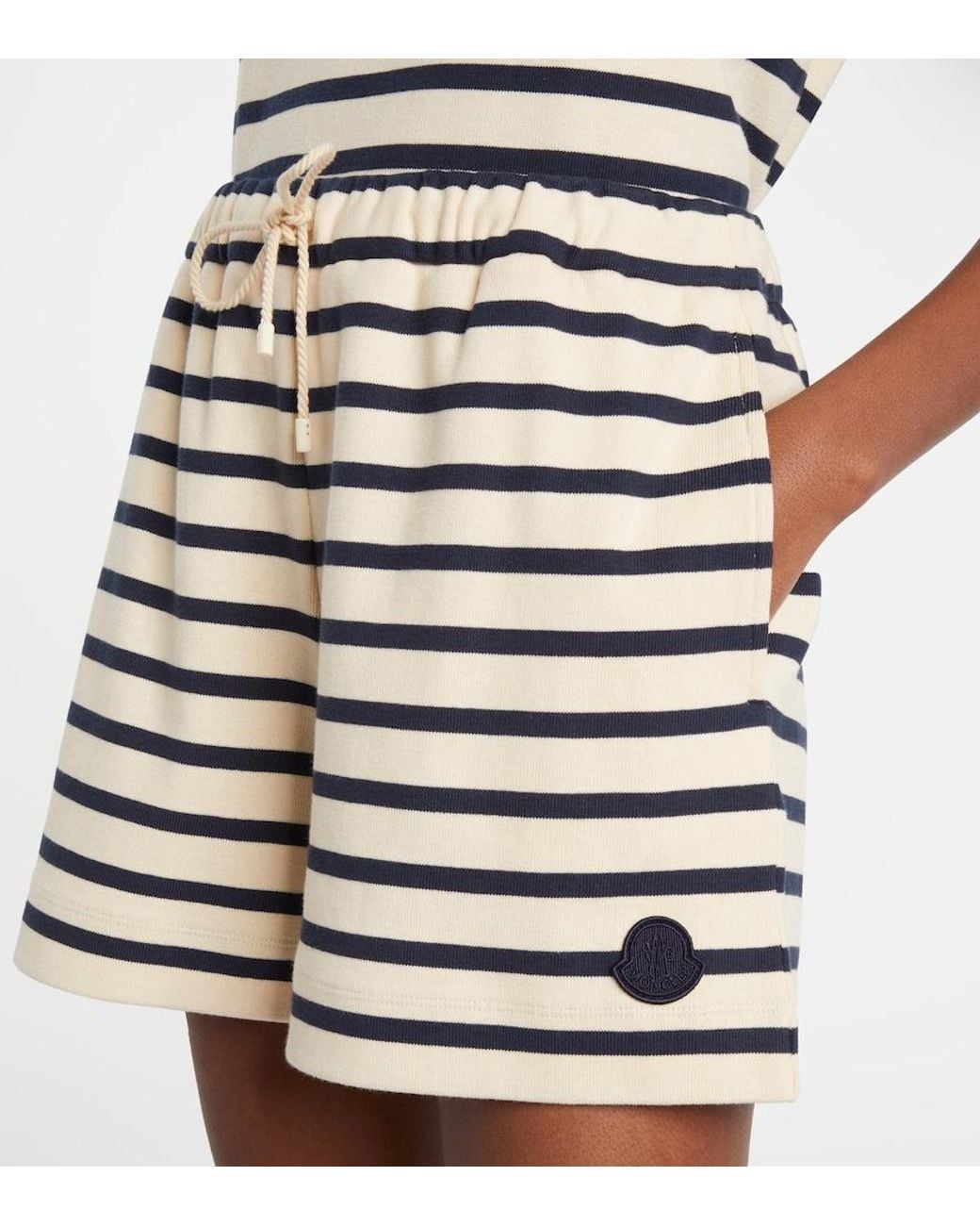 Moncler Blue Striped Cotton Jersey Shorts