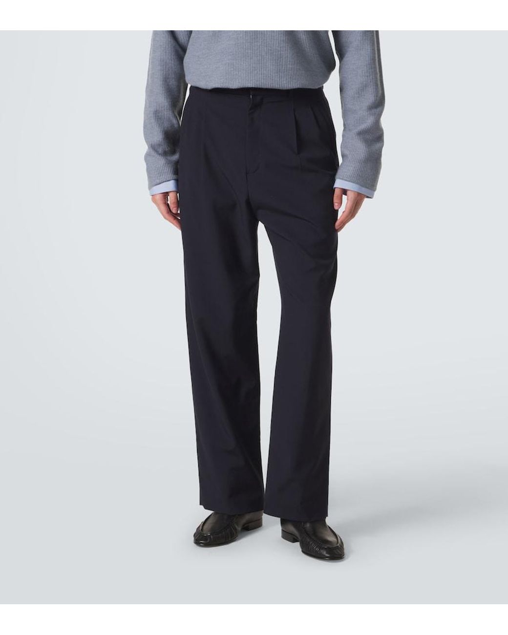 The Row Blue Tarek Virgin Wool Straight Pants for men