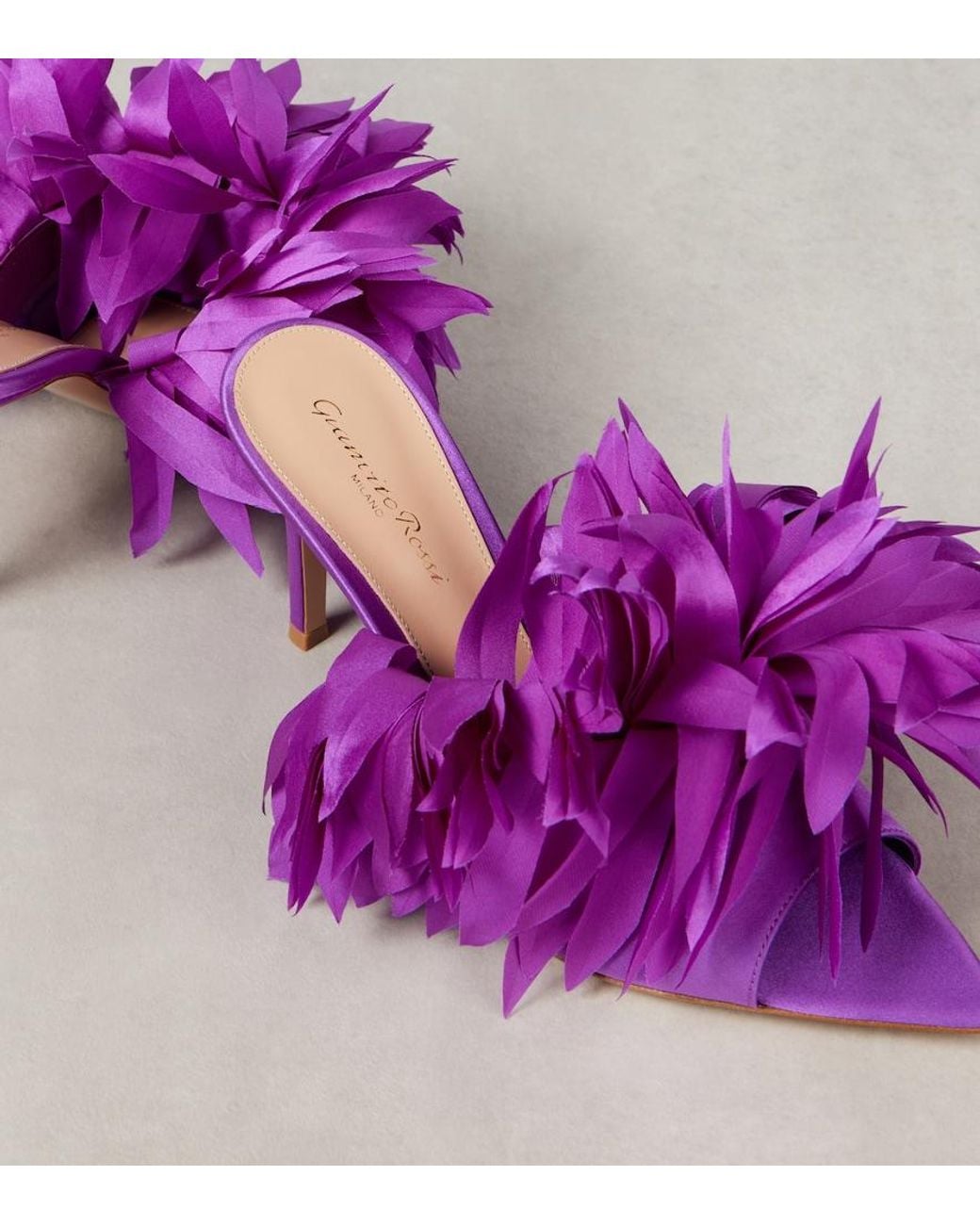 Gianvito Rossi Purple Daniah 85 Embellished Crepe Satin Mules