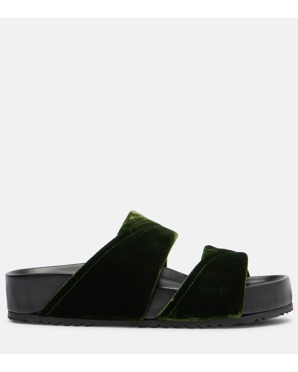 Dries Van Noten Black Leather-Trimmed Velvet Slides