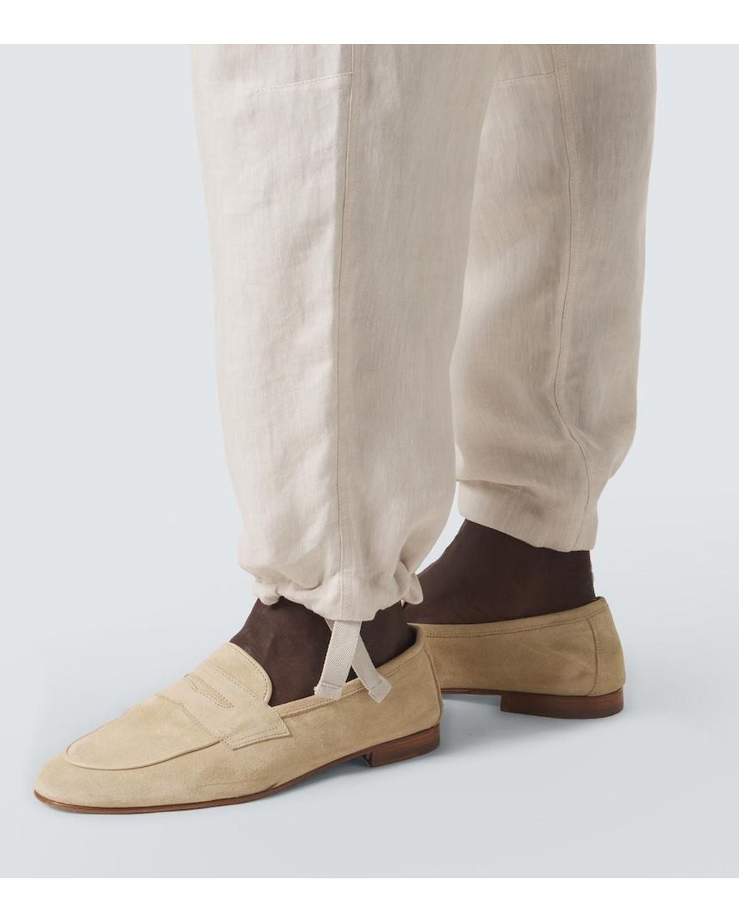 Brunello Cucinelli Natural Linen Straight Pants for men