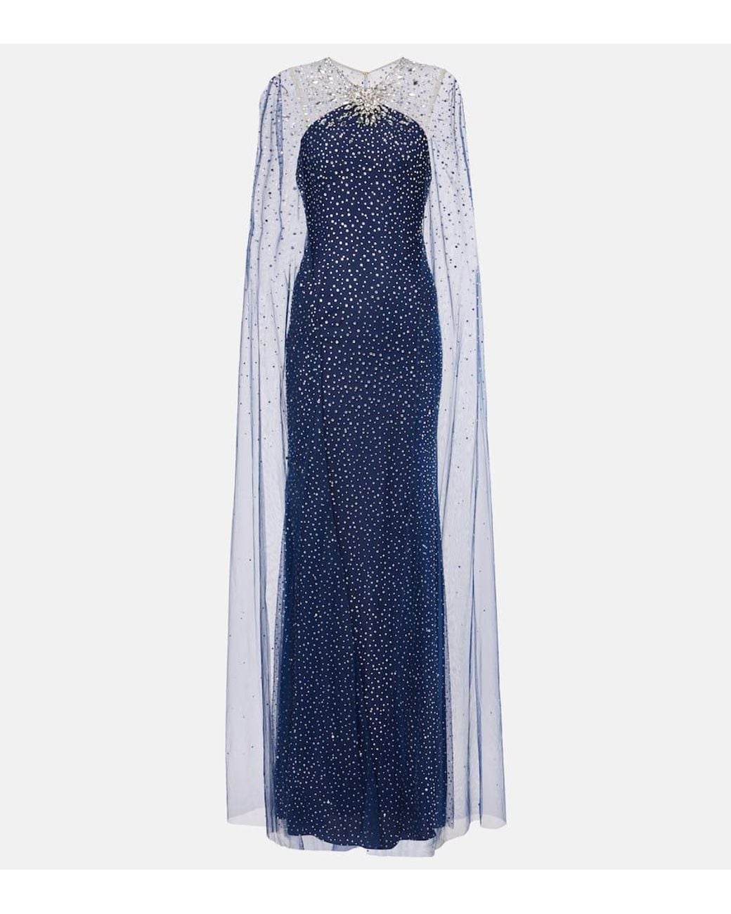 Vestido De Fiesta Mabel Con Capa Adornado Jenny Packham de color Blue