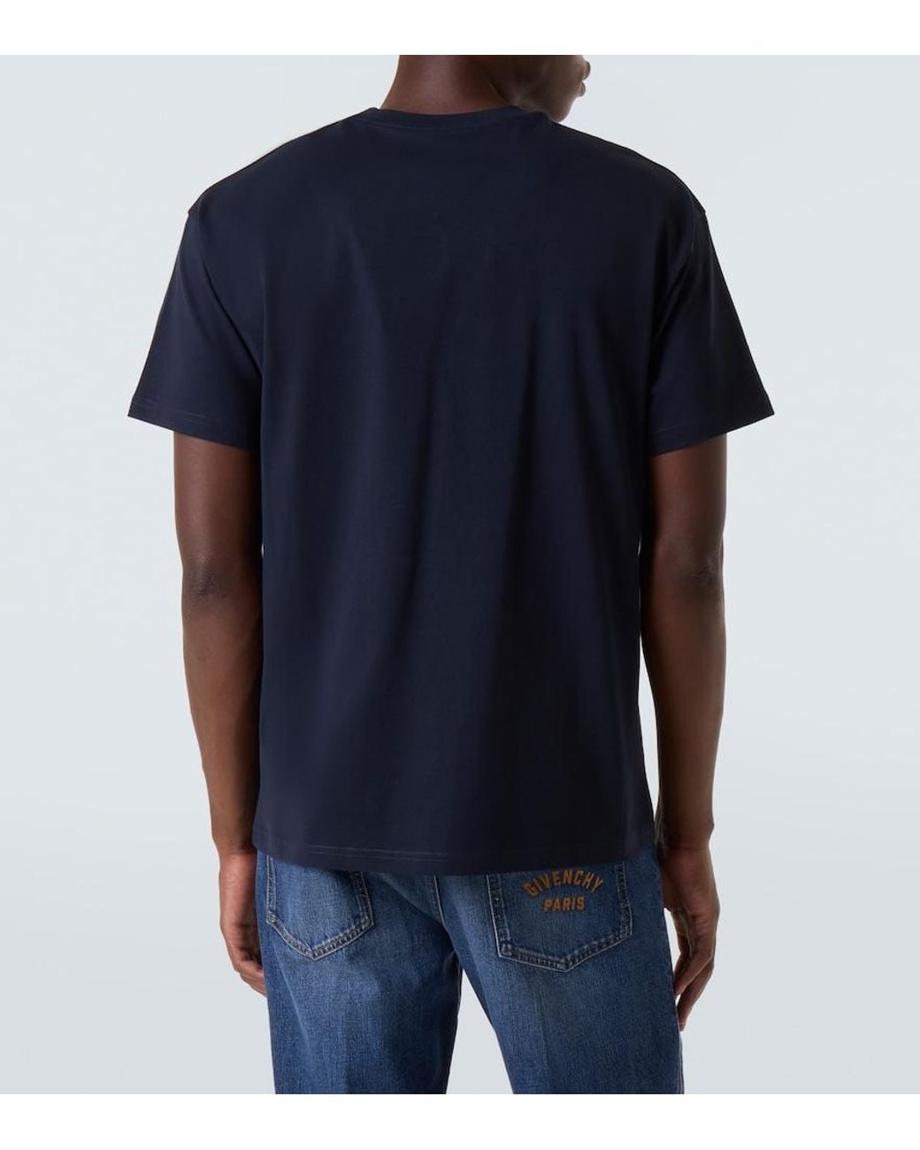 Givenchy Blue Cotton Logo T-Shirt for men