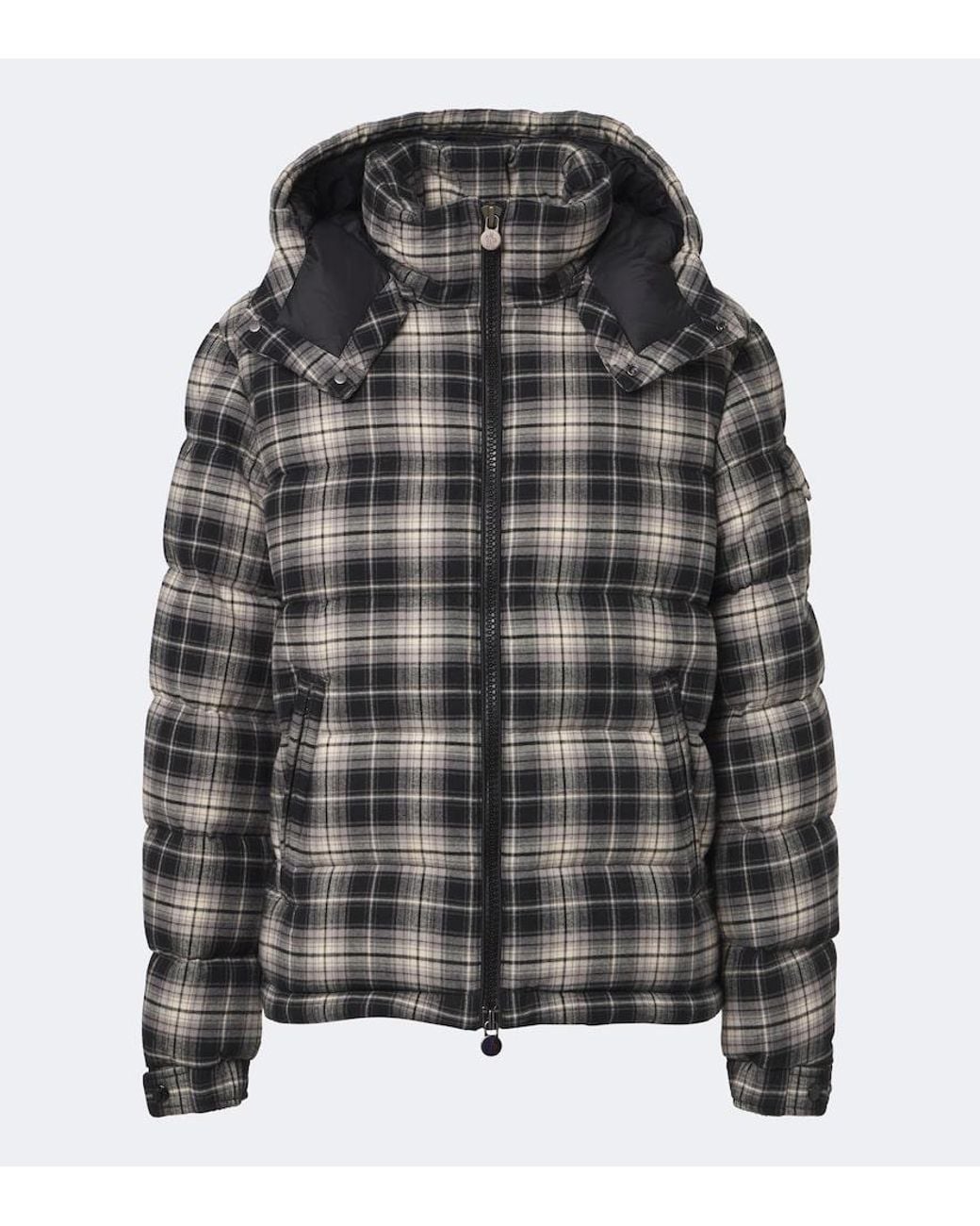 Moncler Black Airor Checked Cotton Flannel Down Jacket for men