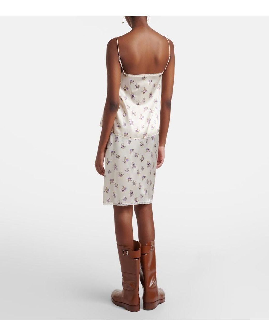 Dorothee Schumacher Natural Shiny Daydream Silk Satin Midi Skirt
