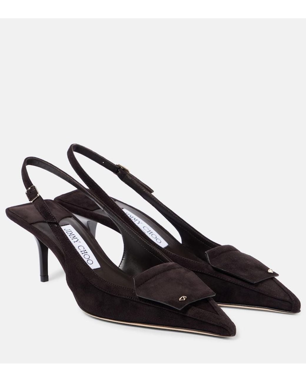 Jimmy Choo Black Frances 60 Suede Slingback Pumps