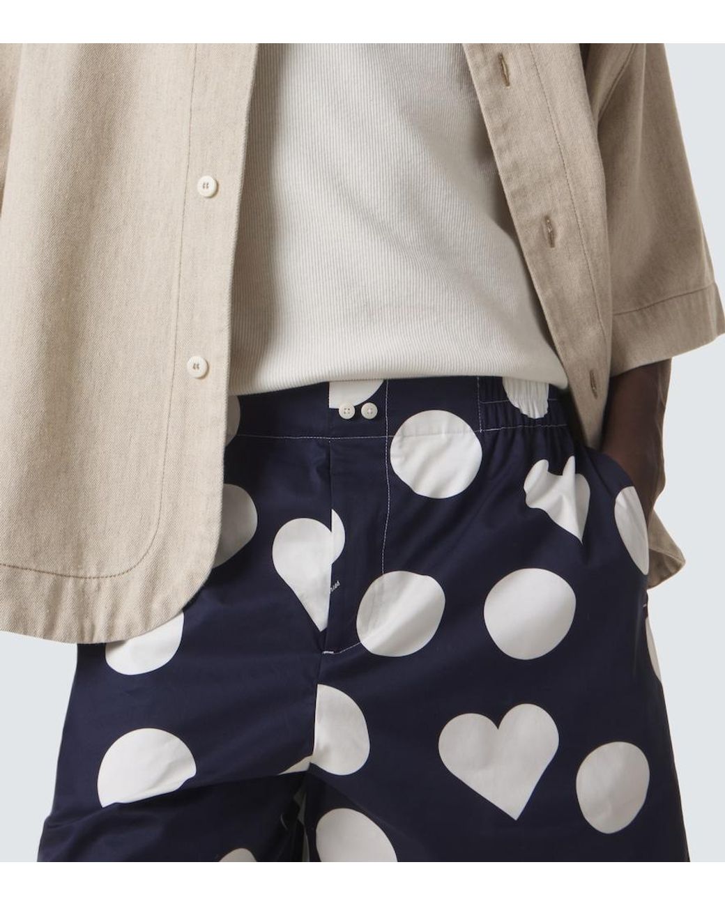 Jacquemus Blue Calecon Polka-Dot Cotton Poplin Shorts for men