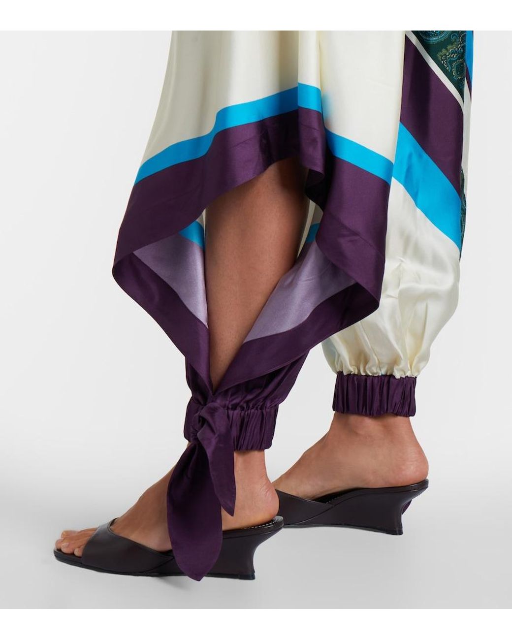 ALÉMAIS Blue Joni Printed Silk Twill Balloon Pants