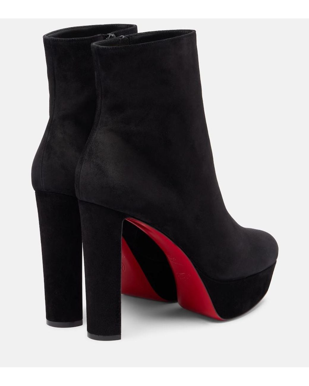 Christian Louboutin Black Loo Booty Suede Platform Boots 130