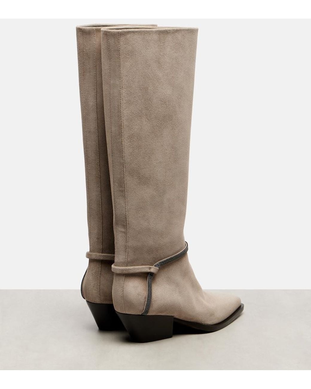 Brunello Cucinelli Brown Monili Suede Knee-High Boots
