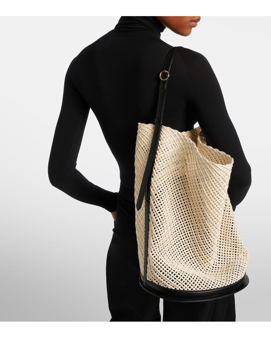 Alaïa White Hip Large Leather-Trimmed Bucket Bag