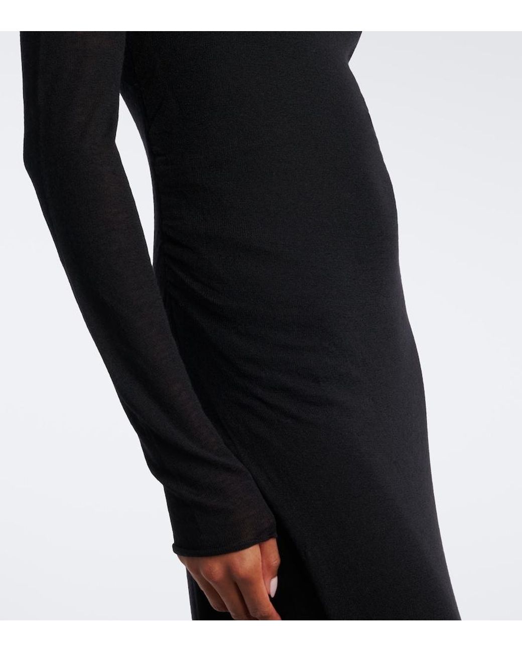 Fendi Black Hooded Wool Midi Dress
