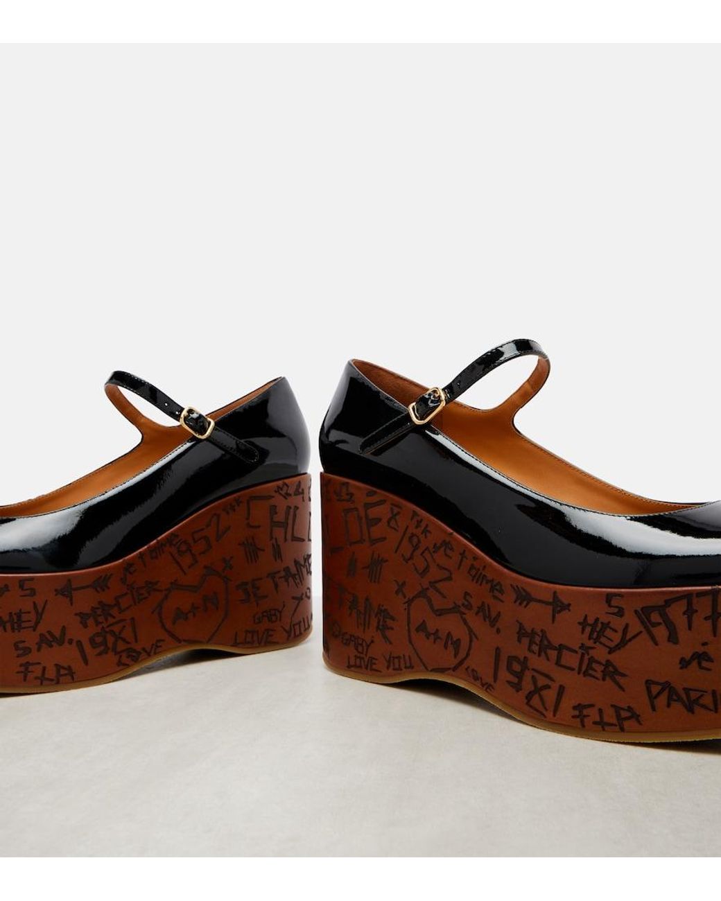 Chloé Brown Chloã Wedges With Mary Jace Ankle Strap And High Wedge Heel