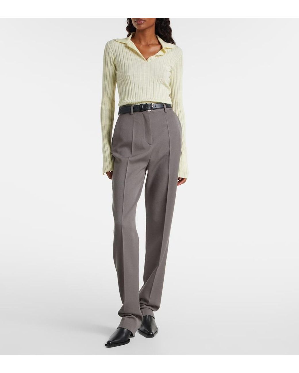Calvin Klein Natural Amber Wool Polo Sweater