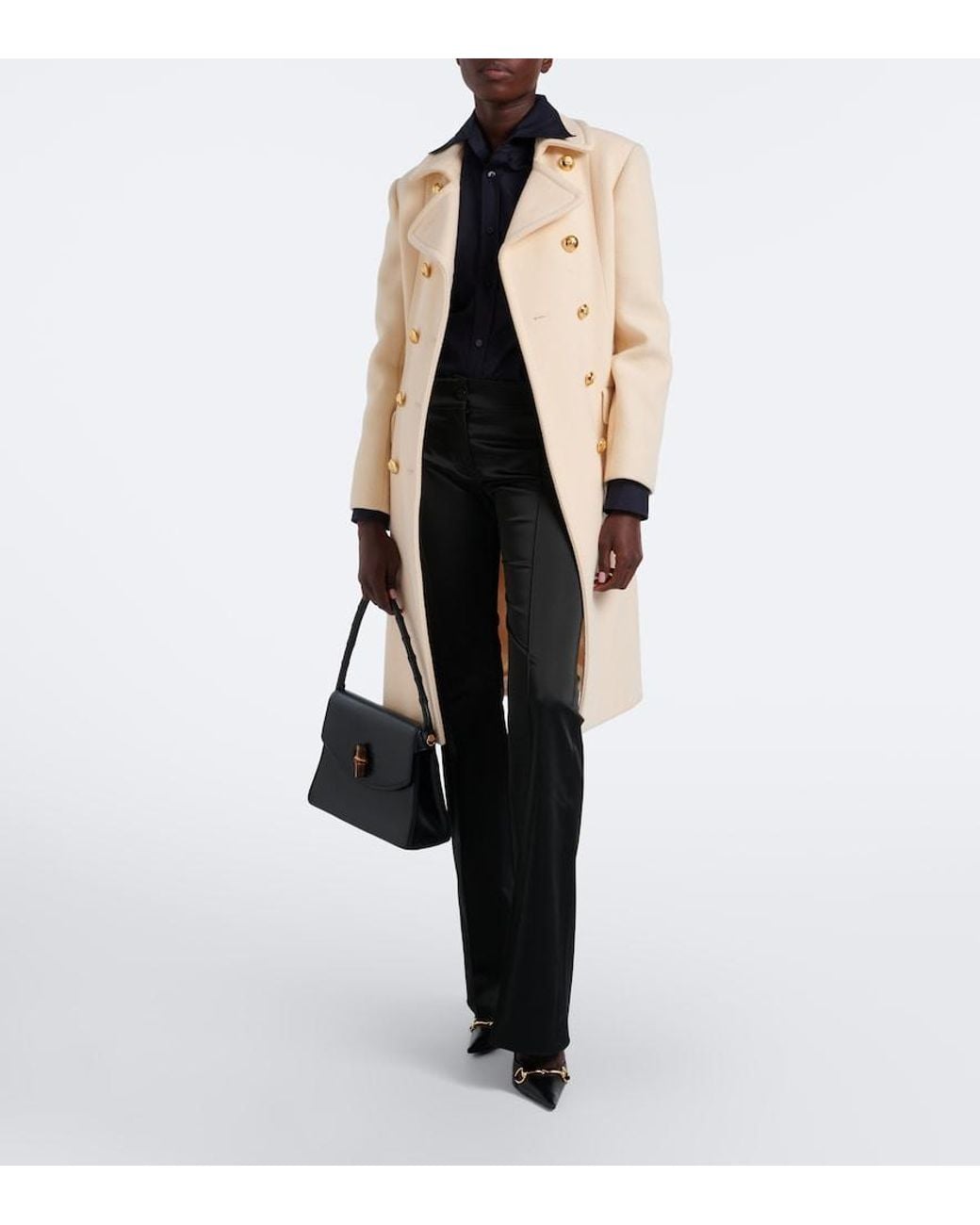 Gucci Black Satin Flared Pants