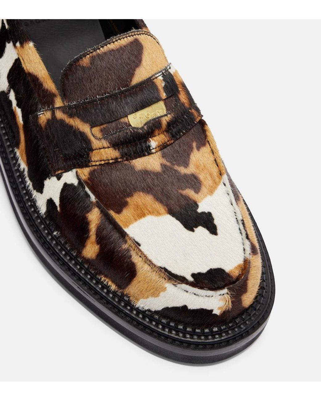 Sacai Black X J.M. Weston 180 Calf Hair Penny Loafers