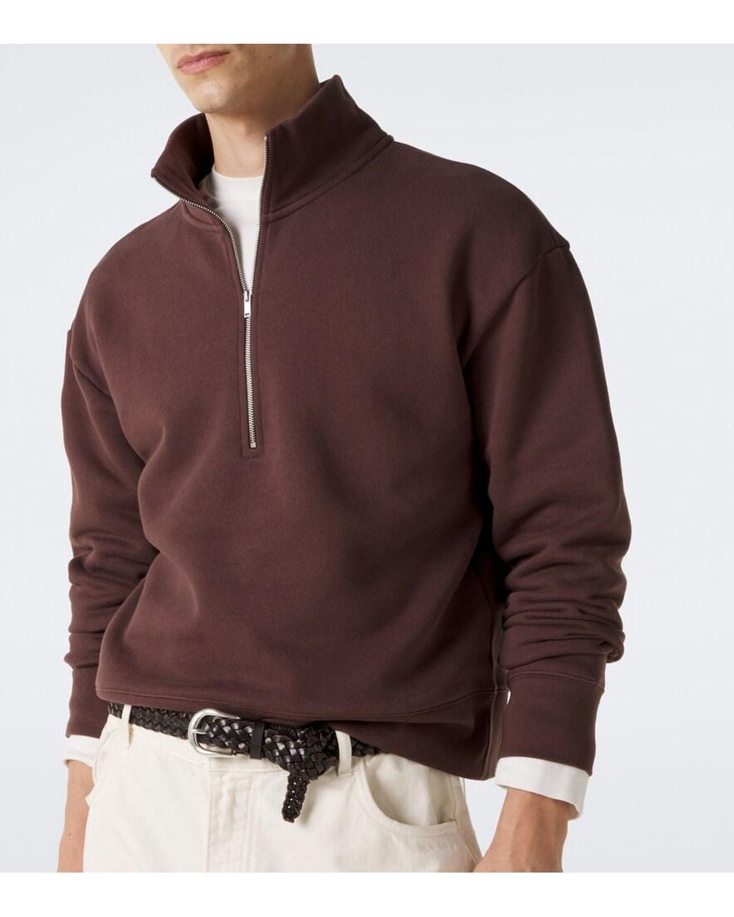 Studio Nicholson Purple Cotton Jersey Half-Zip Sweatshirt for men