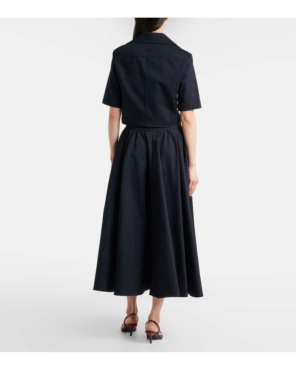 Falda Midi De Algodon Plisada Patou de color Blue