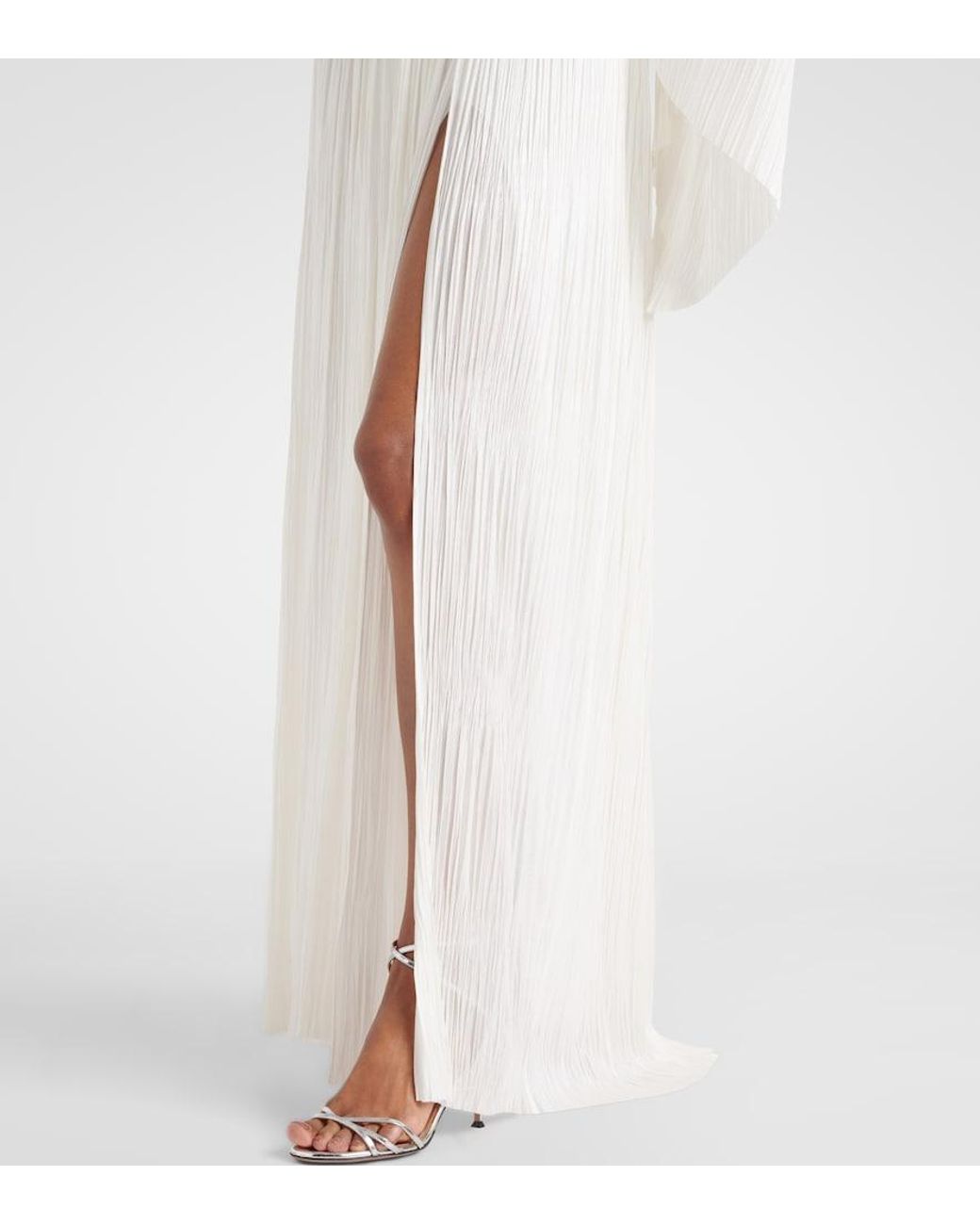 Maria Lucia Hohan White Alana B Plisse Silk Maxi Dress