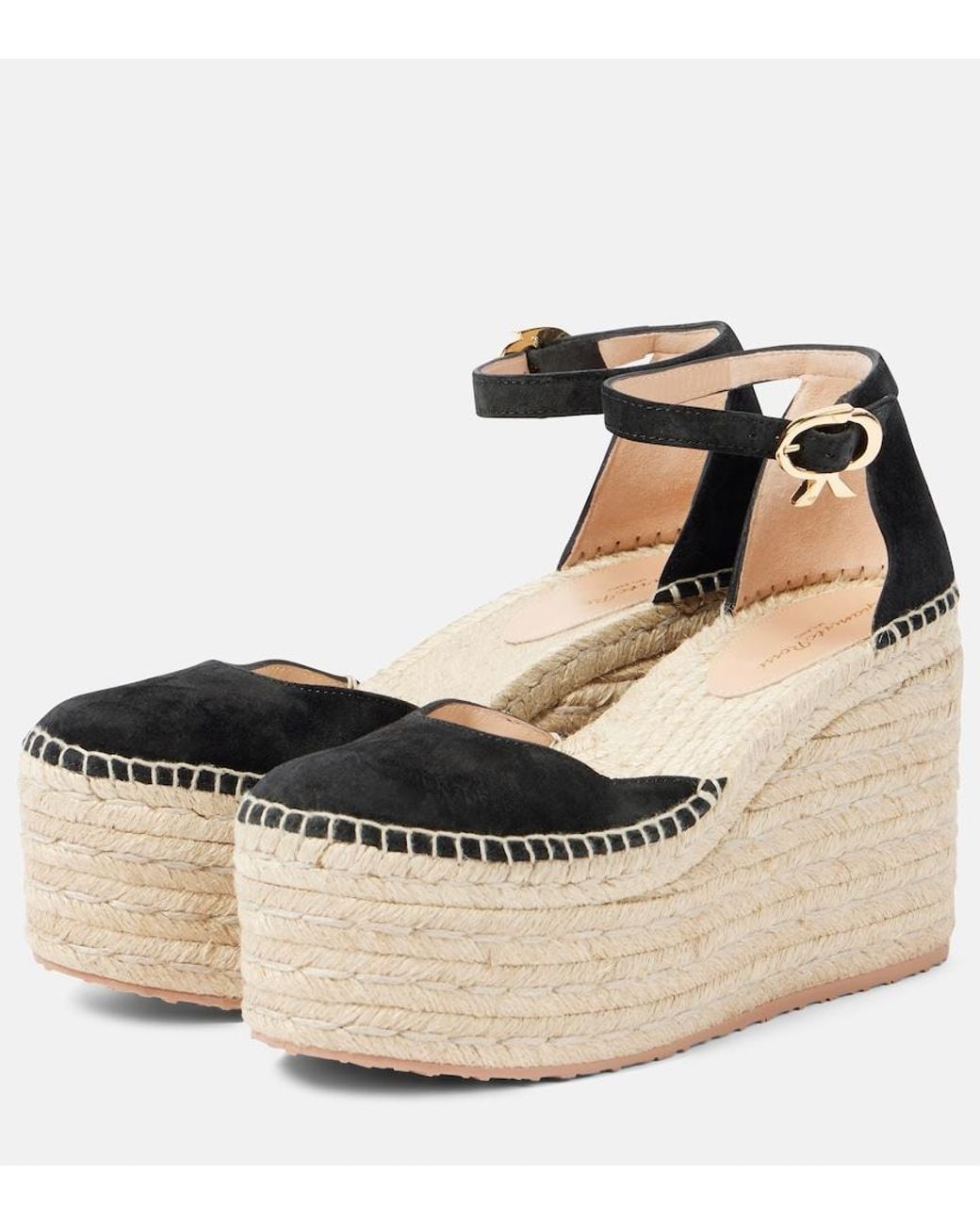 Gianvito Rossi Metallic Suede Platform Espadrille Wedges
