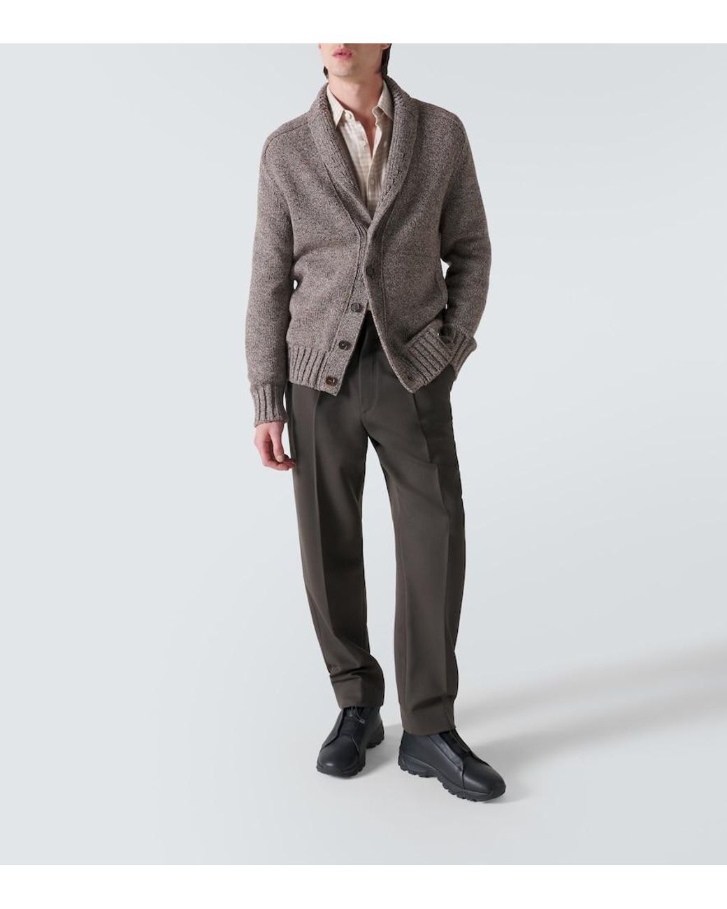 Zegna White Checked Cotton Flannel Shirt for men