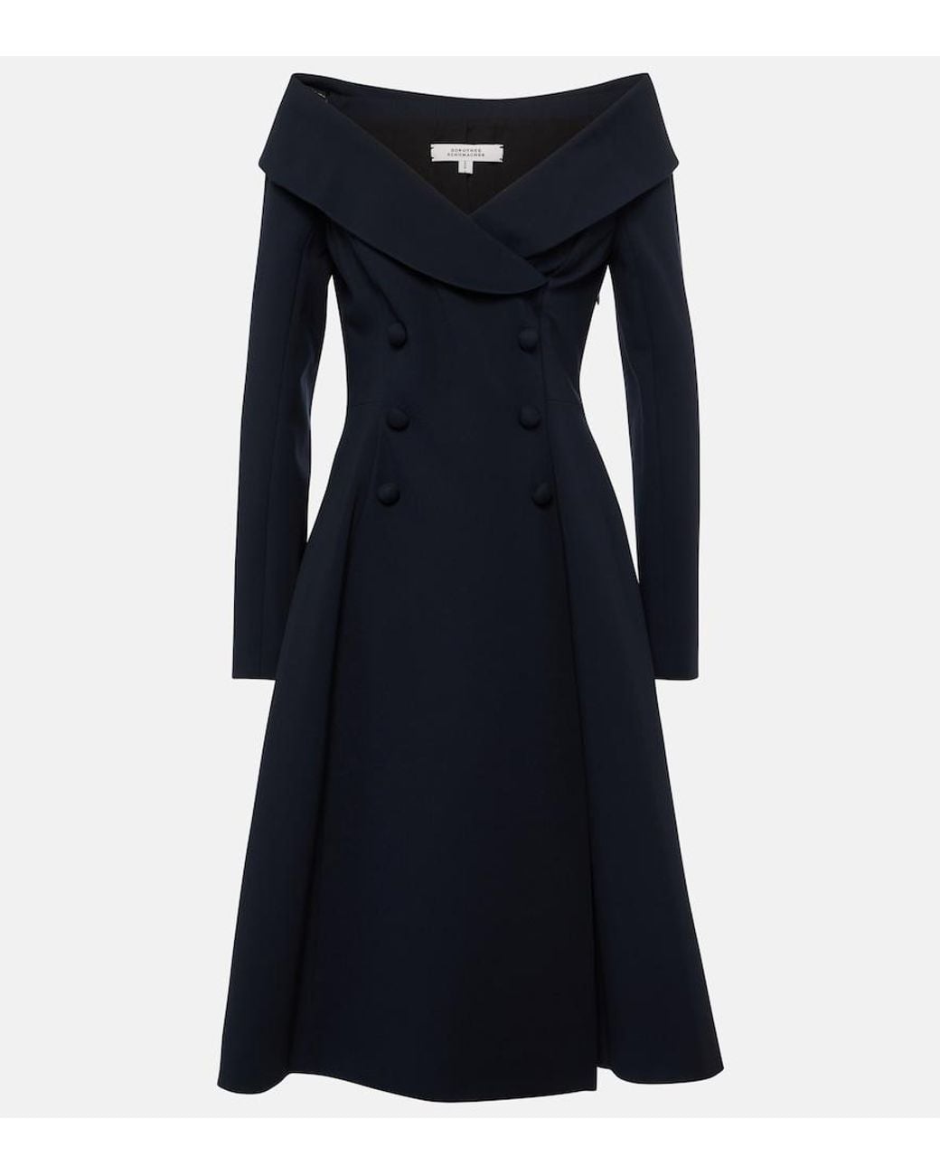 Dorothee Schumacher Black Off-Shoulder Midi Dress