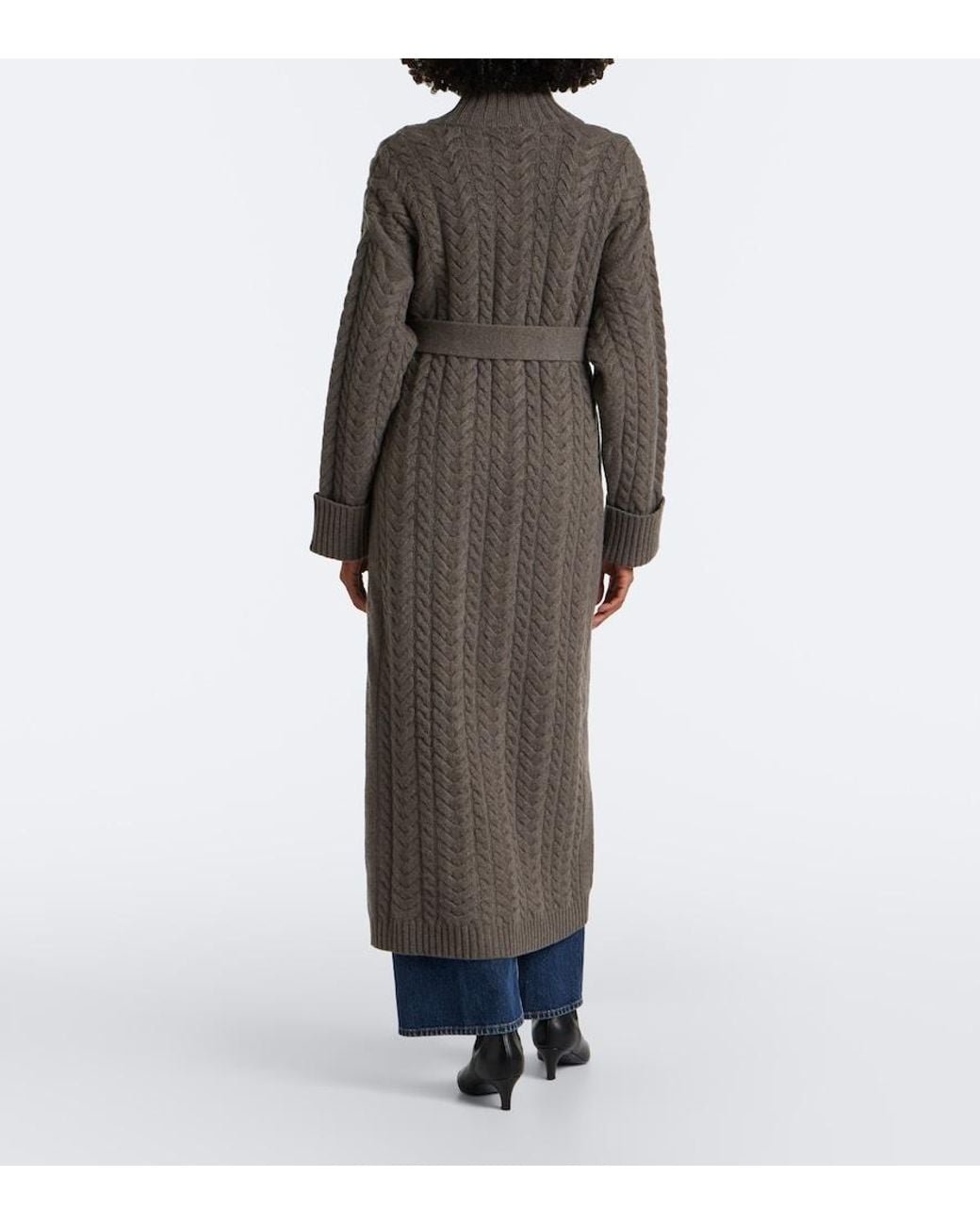 arch4 Brown Bond Street Cable-Knit Cashmere Long Cardigan