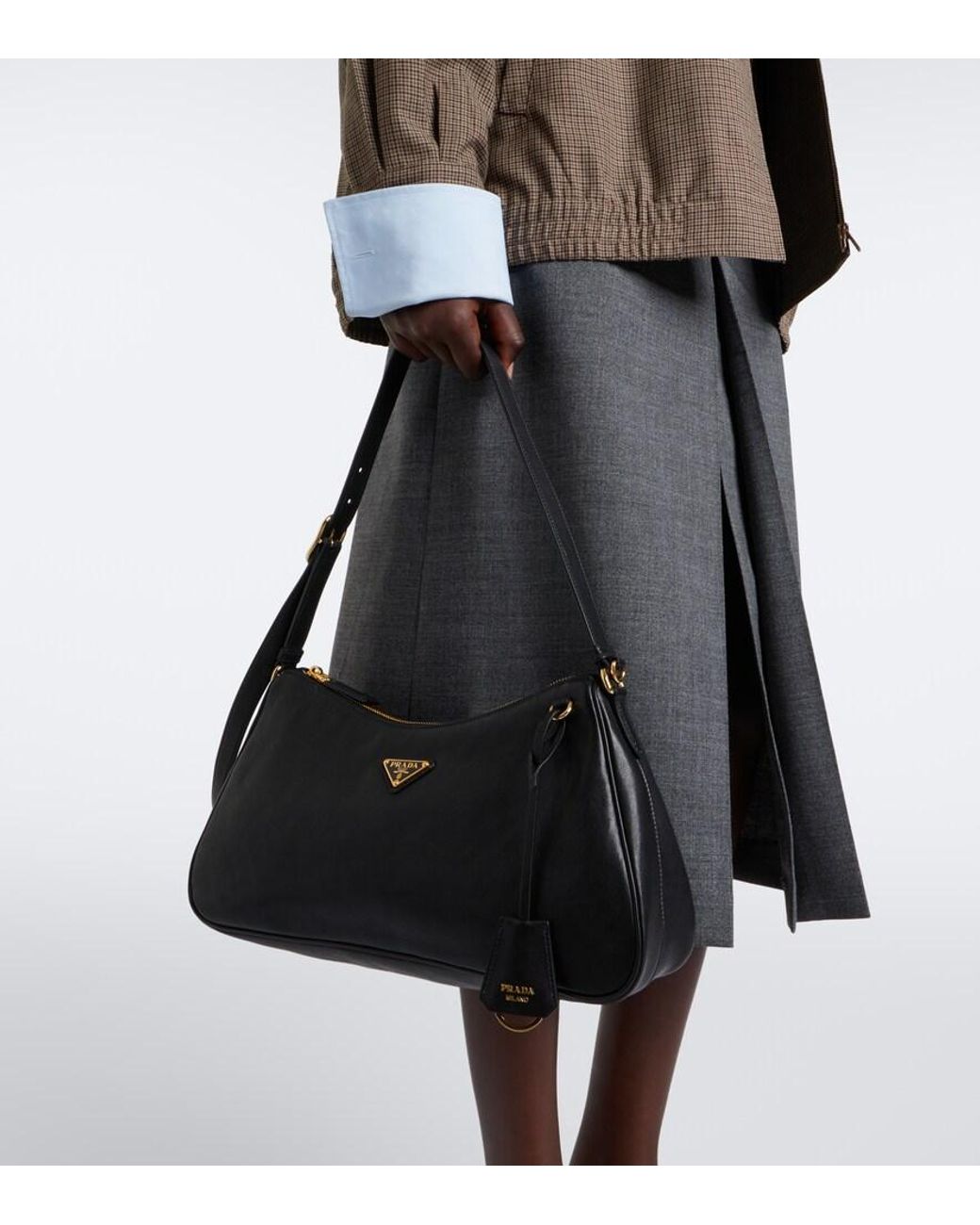Prada Black Aimee Large Leather Shoulder Bag