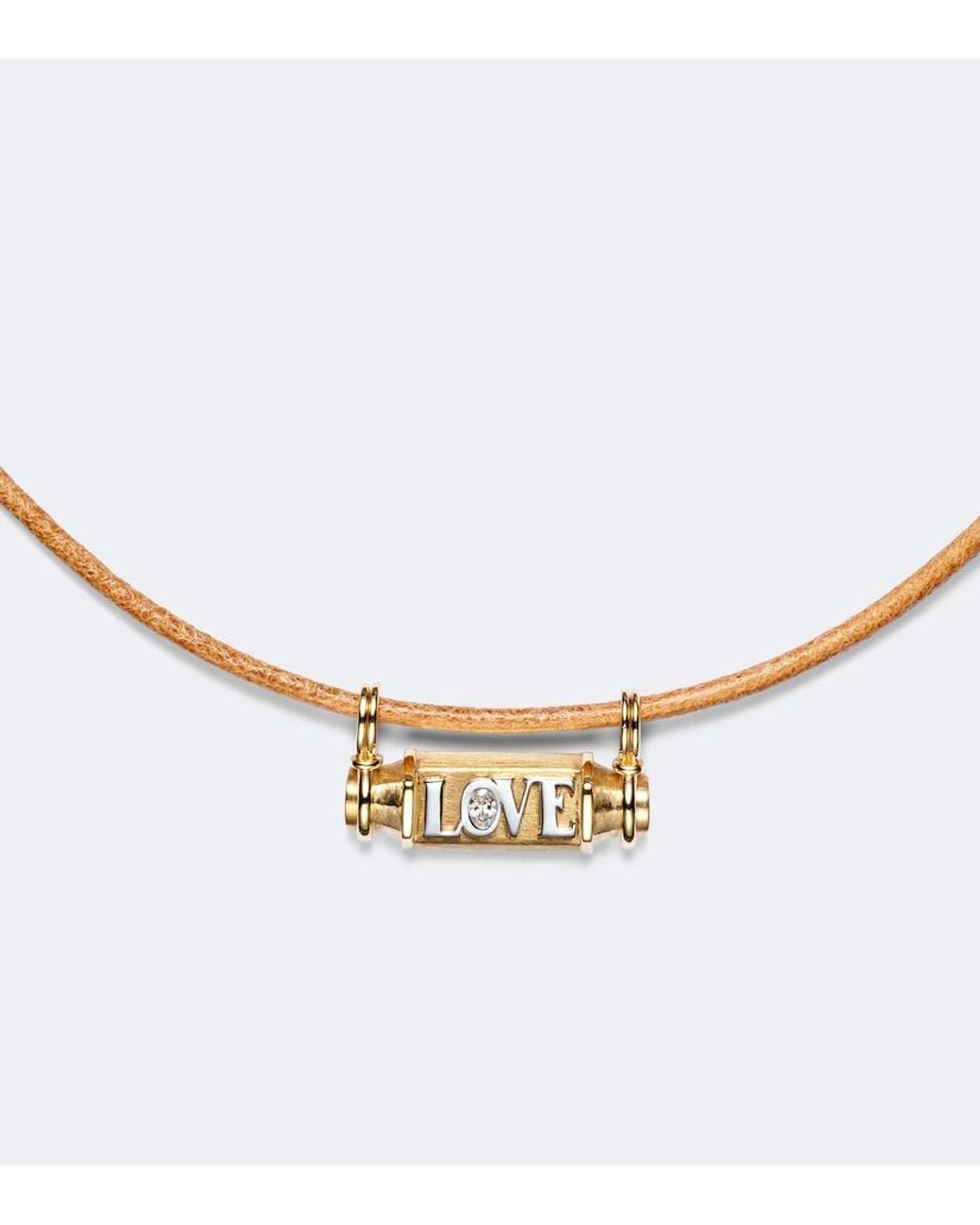 Marie Lichtenberg Metallic Love Smash 18Kt And Leather Pendant Necklace With Diamond