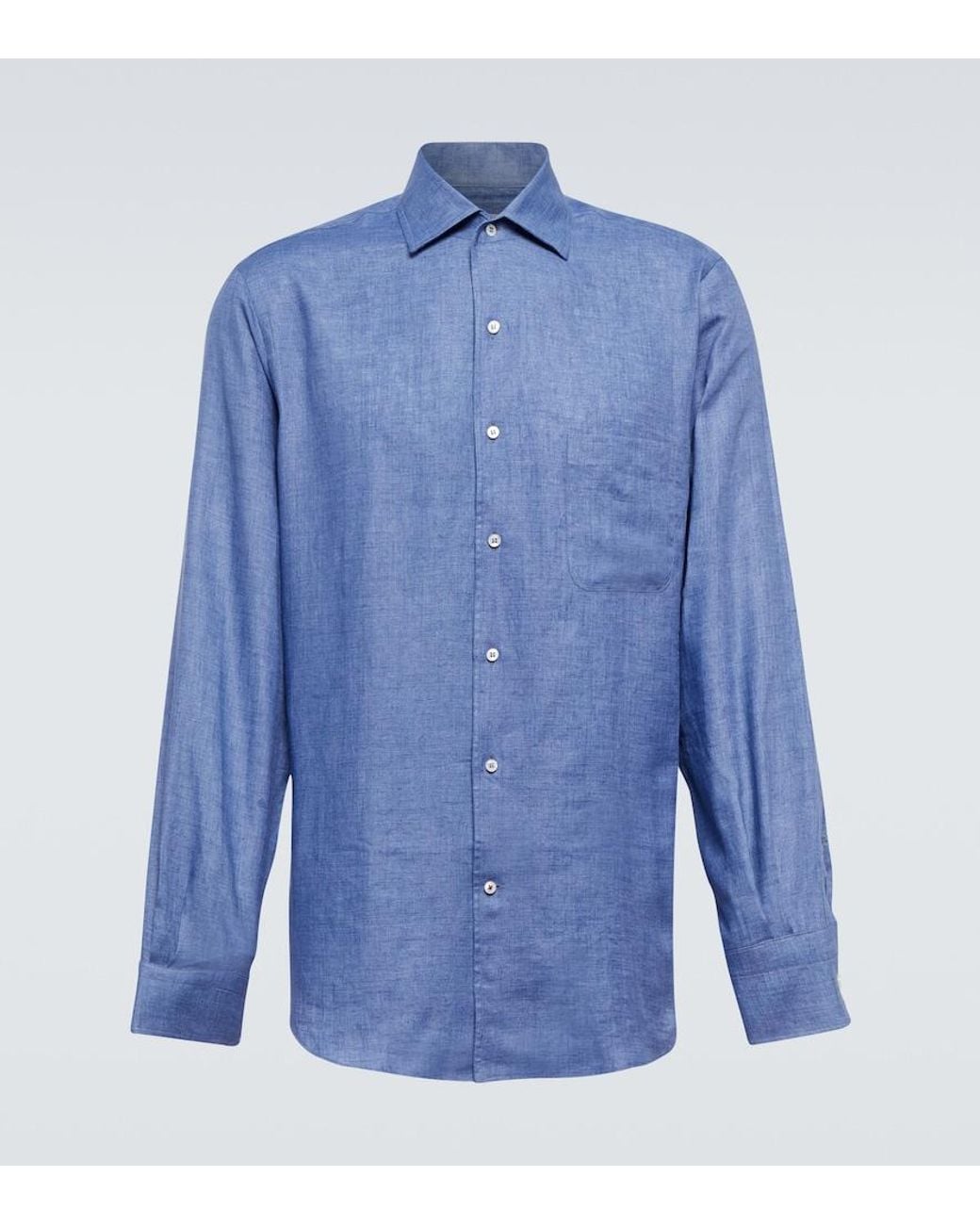 Loro Piana Blue Andre Linen Shirt for men