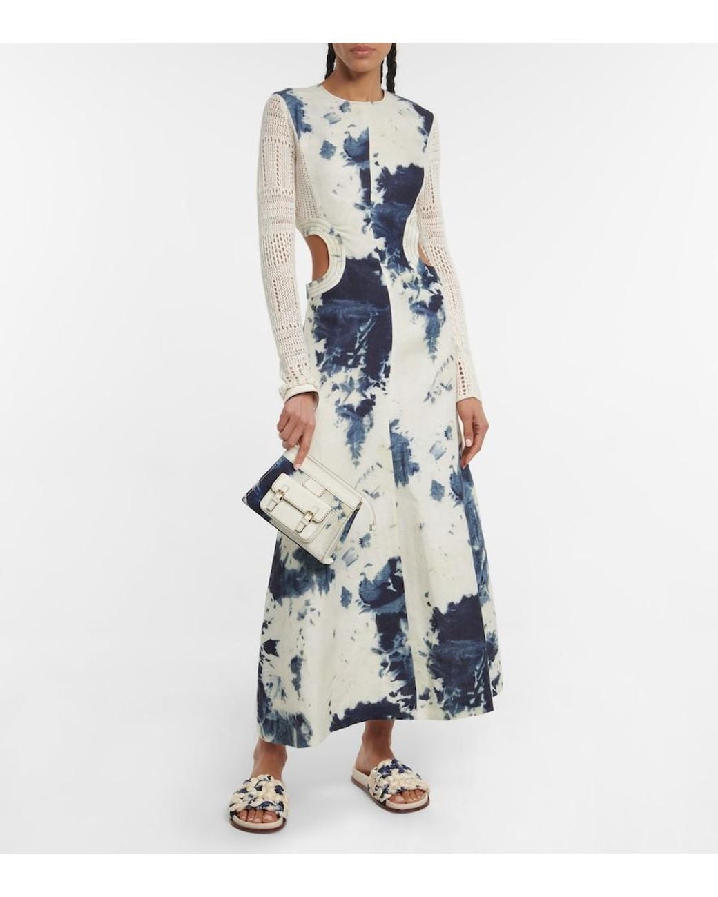 Chloé Blue Chloe Tie-dye Cutout Midi Dress