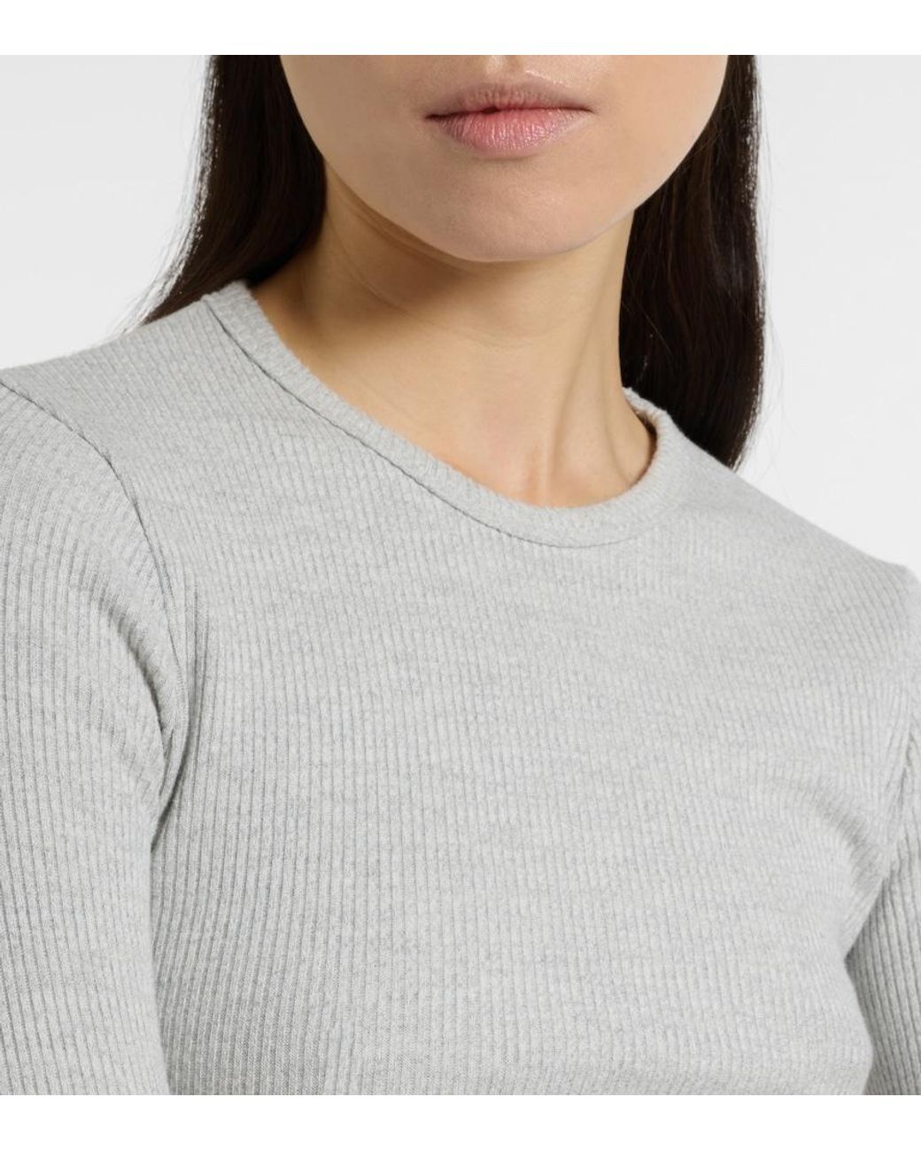 Agolde Gray Delphi Ribbed-Knit Top