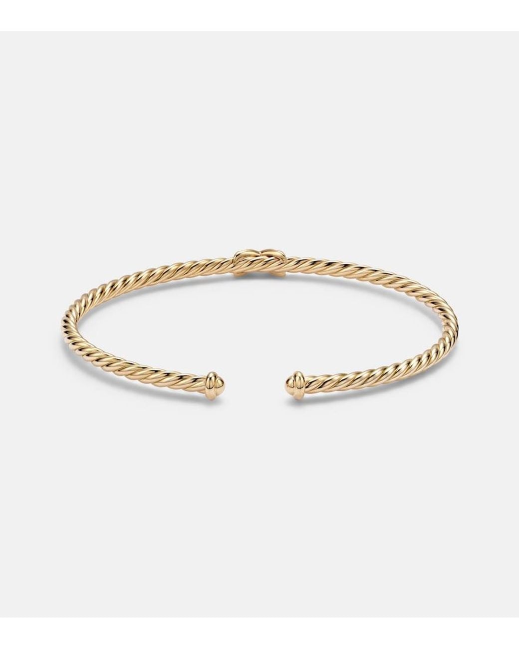 David Yurman Metallic Cablespira Flex X Micro 18Kt Cuff Bracelet With Diamonds