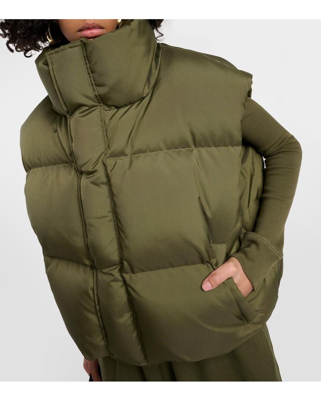 Wardrobe NYC Green Cropped Down Vest