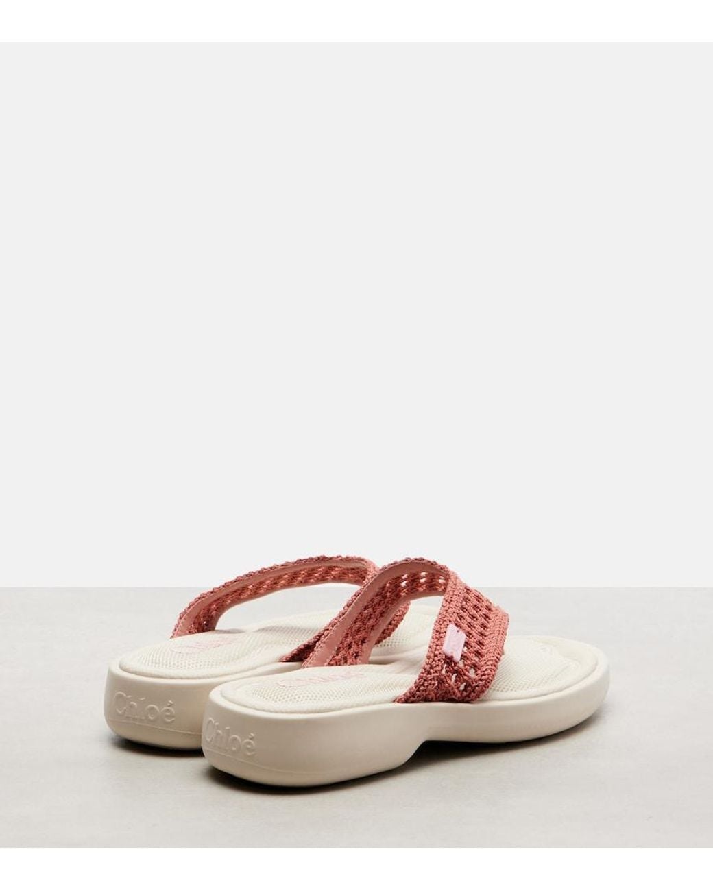 Chloé Pink La Poolette Crochet Thong Sandals