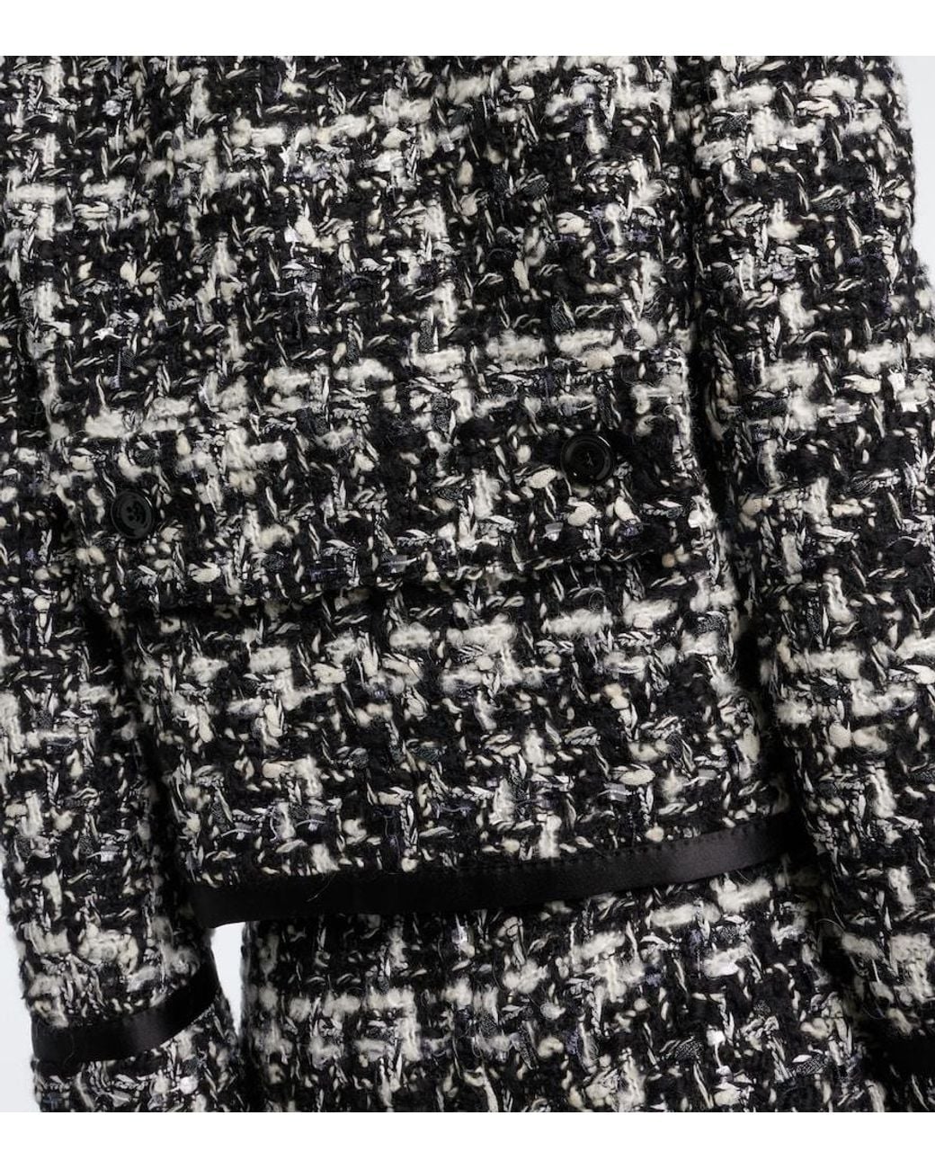 Dolce & Gabbana Black Checked Double-Breasted Boucle Jacket