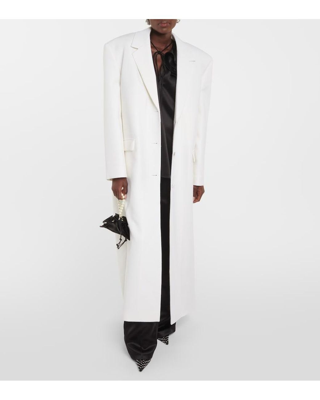 Magda Butrym White Single-Breasted Wool Coat