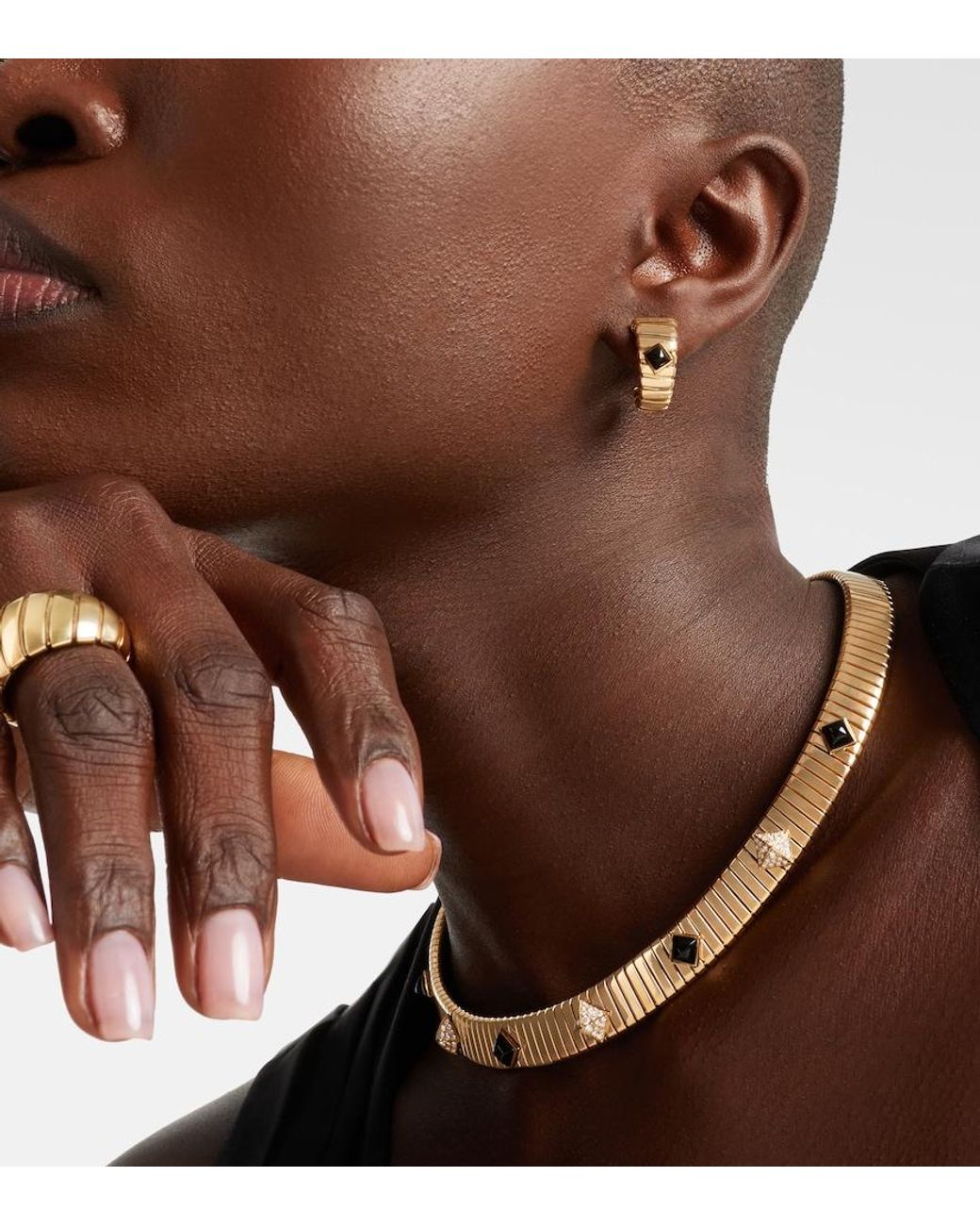 BVLGARI Metallic Tubogas 18Kt Earrings With Onyx