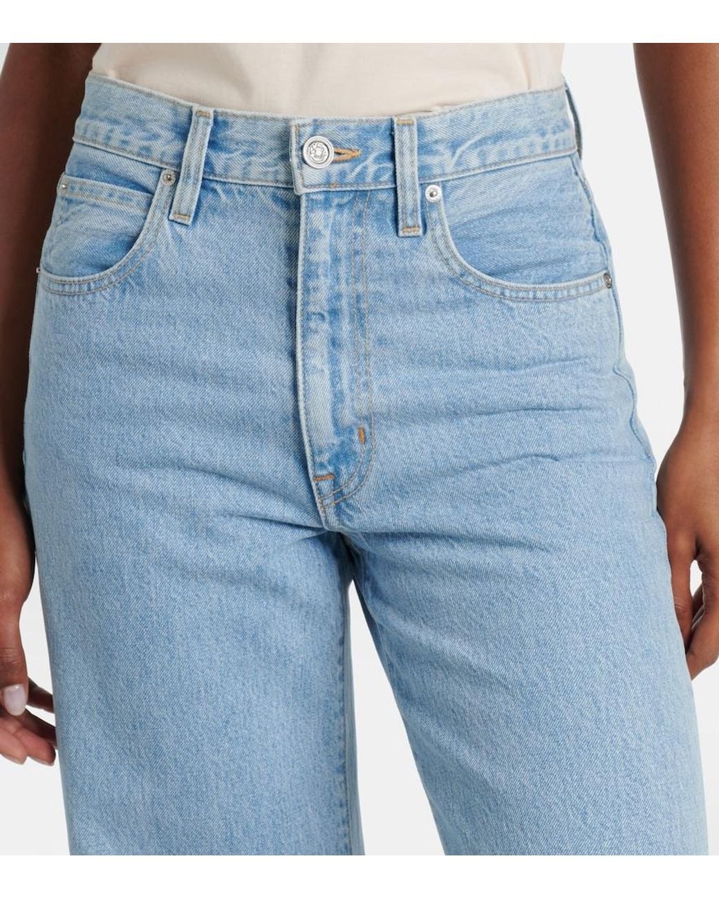 SLVRLAKE Denim Blue Grace High-Rise Wide-Leg Jeans