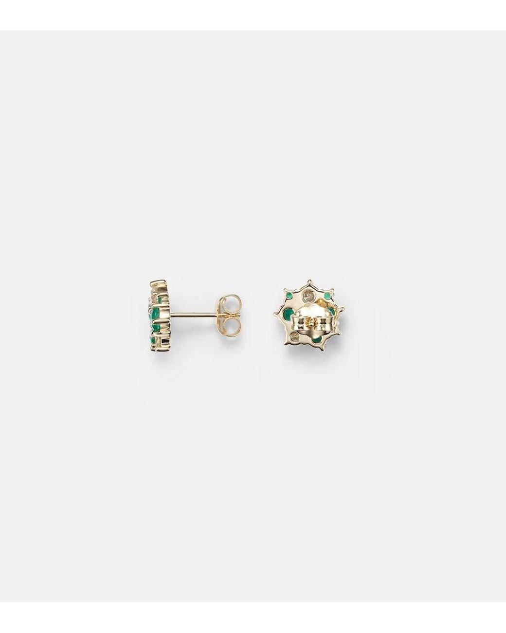 Sydney Evan Green Cocktail 14Kt Earrings With Emeralds And Diamonds