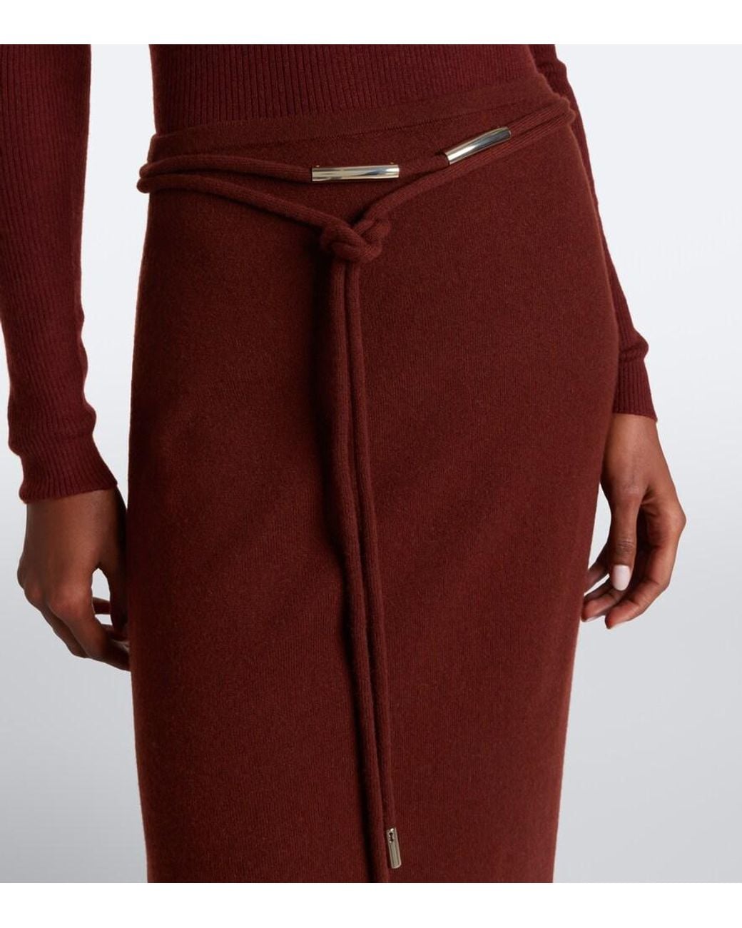Max Mara Brown Belted Cashmere Maxi Skirt