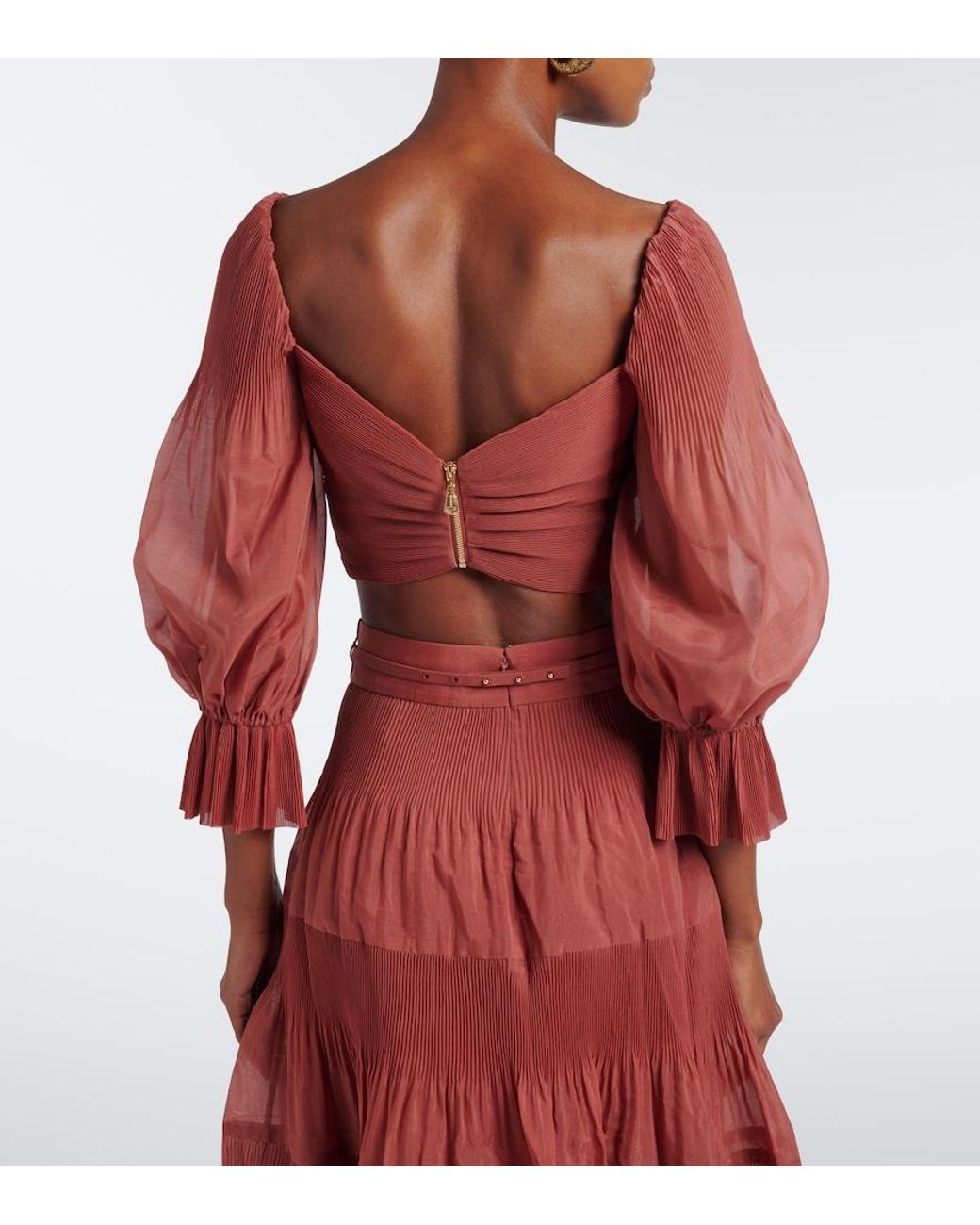 Zimmermann Red Pleated Crop Top
