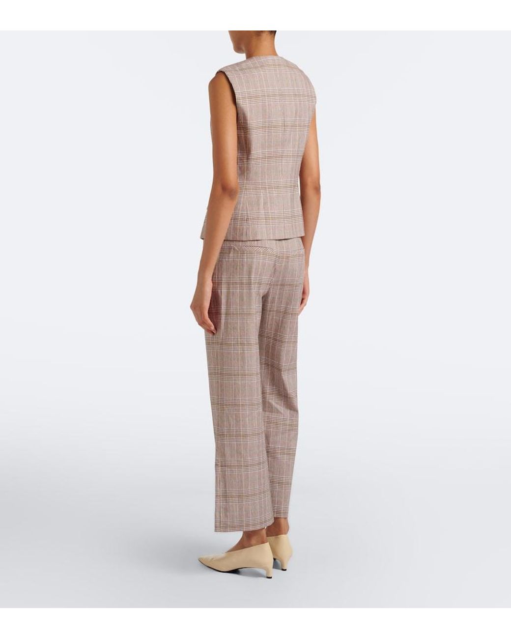 Veronica Beard Gray Dova Cropped Cotton And Linen Wide-Leg Pants
