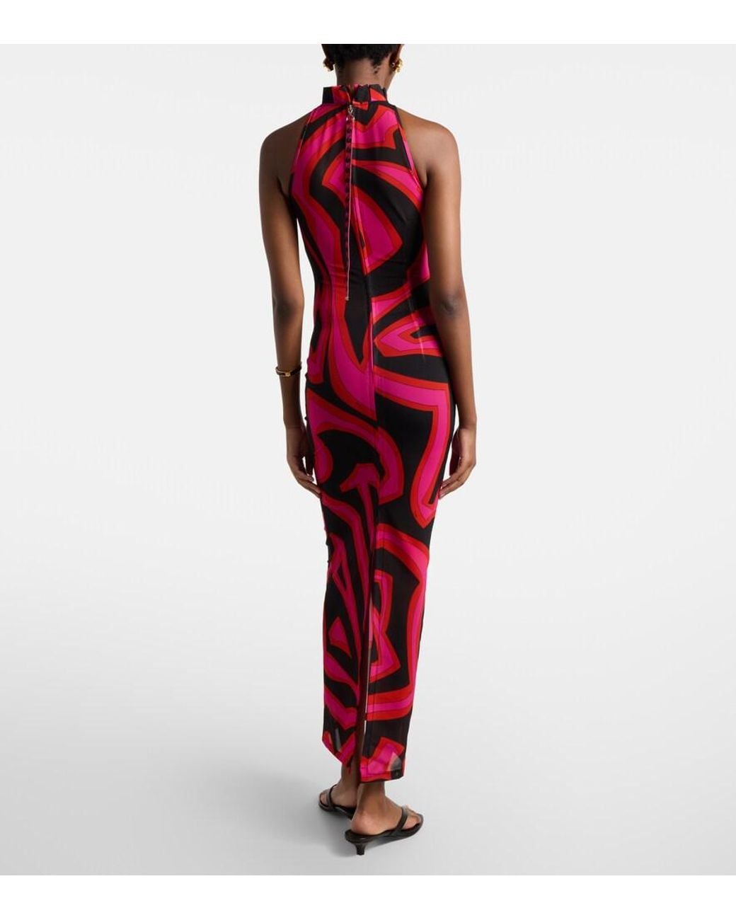 Emilio Pucci Red Labirinto Halterneck Maxi Dress